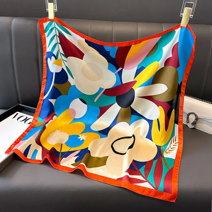 Damen Seidenschal 70cm quadratisch Frühling Halstuch Krawatte Hijab Haarband Bandana