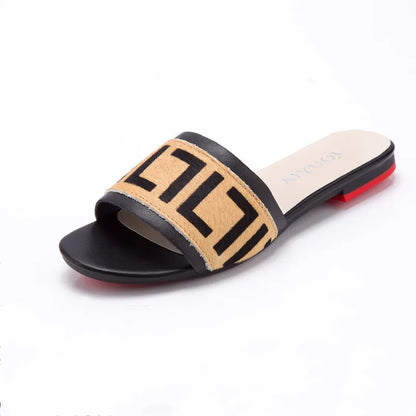 Damen Hausschuhe Echtes Leder Pferdehaar Casual