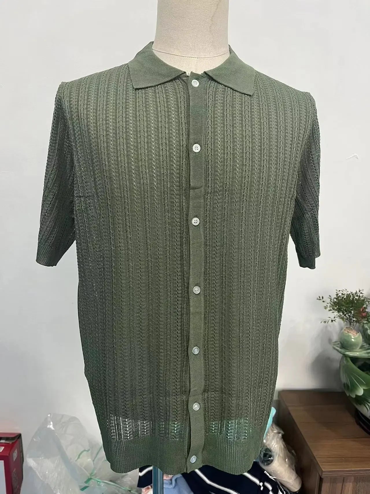 Herren Kurzarmshirt mit Dreiviertelärmeln im koreanischen Stil – elegantes, leichtes Sommer-Oberteil aus Eisseide