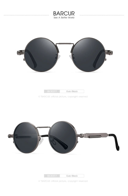 Sonnenbrille rund Steampunk Retro polarisiert UV400 Herren Damen