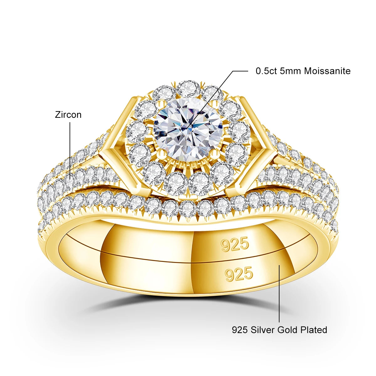 Verlobungsringe Paarset aus Moissanit und 925 Sterling Silber mit Zertifikat Premium Hochzeits Schmuck Geschenk
