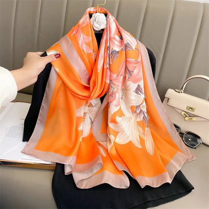 Damen Seidenschal groß 180x90cm Sommer Strand Foulard Bandana weich