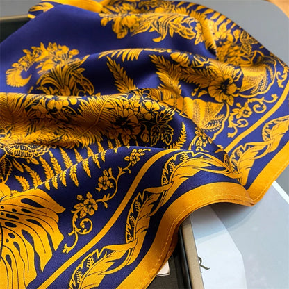 Damen Seidenschal quadratisch einfarbig Halstuch Bandana Foulard Frühling Sommer