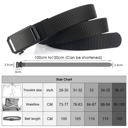 Herren-Gürtel aus Nylon mit Automatik-Schnalle, Robuster Alltags- und Outdoor-Begleiter, 3,4 cm Breit