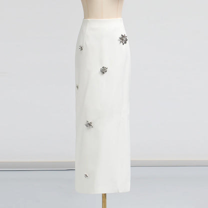 Elegantes Damenkleid mit Rundhalsausschnitt, kurzen Ärmeln und Pailletten-Patchwork-Design – ideal für besondere Anlässe.