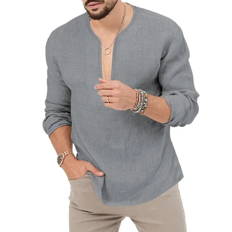 Schweres Herren-Übergrößen-Waffel-T-Shirt mit Farbblock und kurzen Ärmeln