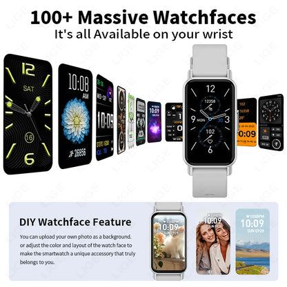 LIGE 1,45" wasserdichte Silikon-Smartwatch, kabelloser Anruf, Schlafügung, Sport-Smartband, Schrittzähler, Informationen, Erinnerungsarmband
