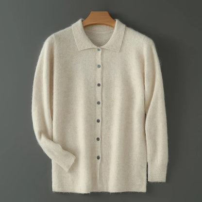 Maillard Polo-Kragen-Pullover für Herren, Herbst/Winter 2024, lässige Business-Männer, 100 % reiner Nerz-Kaschmir-Strickjacke, große Strickjacke