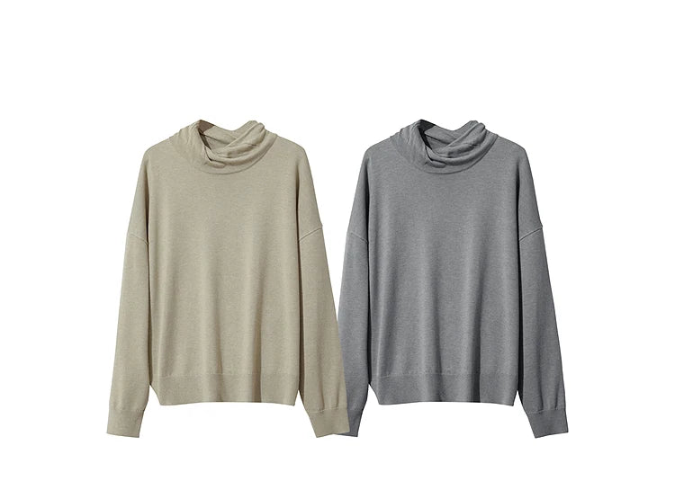 Damen-Rollkragenpullover locker Wolle-Mix Raglan lang Winter