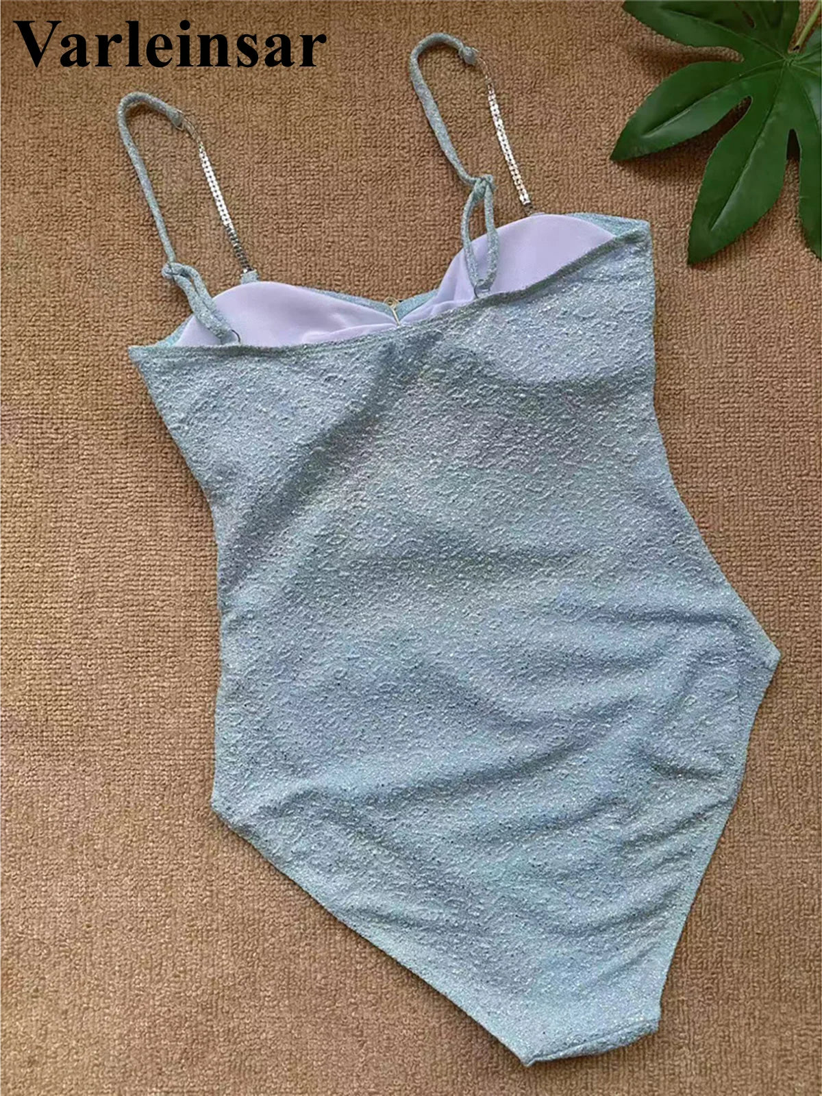 Damen Badeanzug Bauch-Cut-Out Metallring hoher Beinausschnitt Monokini gepolstert
