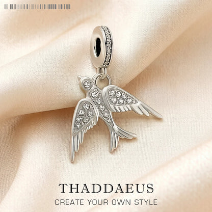 Damen-Charm-Anhänger Schwalbe Vogel Hoffnung Treue Sommer aus Sterlingsilber