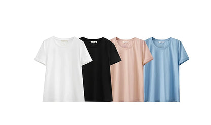 Damen Top im minimalistischen Stil aus einfarbiger mercerisierter Baumwolle