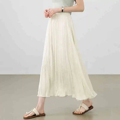 Damen Rock im eleganten A-Linien-Stil mit elastischer Taille und Falten