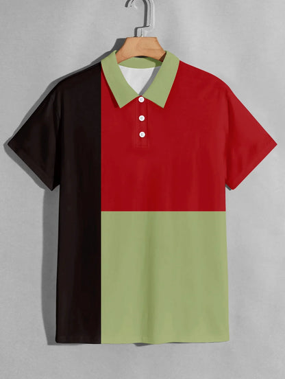 Sommerliches Polohemd mit Farbblock-Design und atmungsaktivem, bequemem Kurzarm – ideal für legere Anlässe