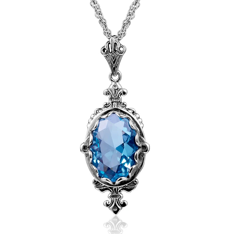 Damen-Halskette Mit Citrin-Anhänger Aus Sterling Silber 925 Ovaler Stein 10x14 mm 8 ct Victoria-Stil