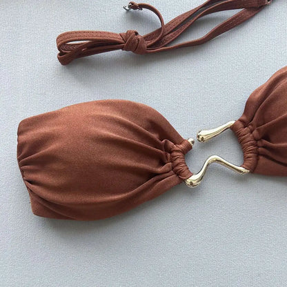 Gestreiftes, sexy Bikini-Set mit Push-up-Effekt – ideal für Strand und Pool