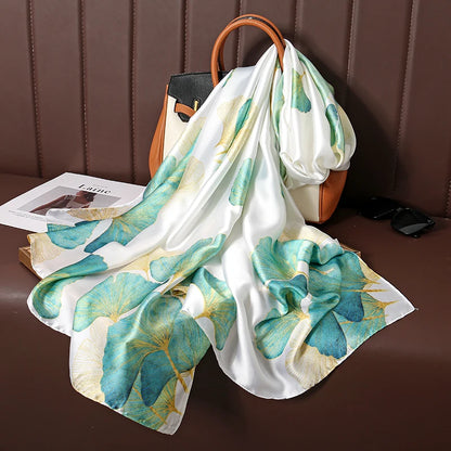 Damen Satin Seidenschal Hijab Sommer Sonnenschutz Strand Kopftuch Foulard