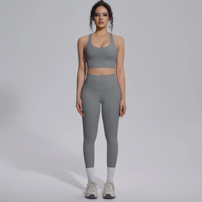 Yoga Set Für Frauen Mit Crossback Top Und Hochtaillierter Hose