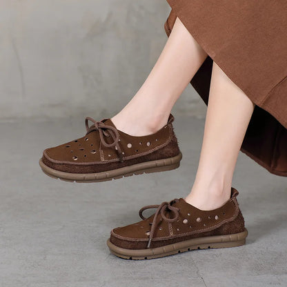AIYUQI 2025, neue flache Damensandalen, rutschfeste Schnür-Loafer mit weichen Sohlen für Damen, Sommer-Strandschuhe mit großem Loch für Damen