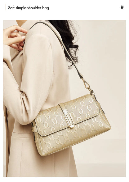 Damen Schultertasche Aus Spaltleder Mit Prägung Crossbody