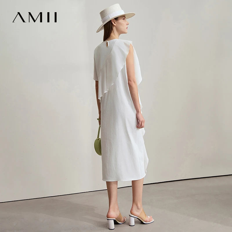 Elegantes Damen Midi Kleid Mit Lotuswellenärmeln Für Büro Und Party