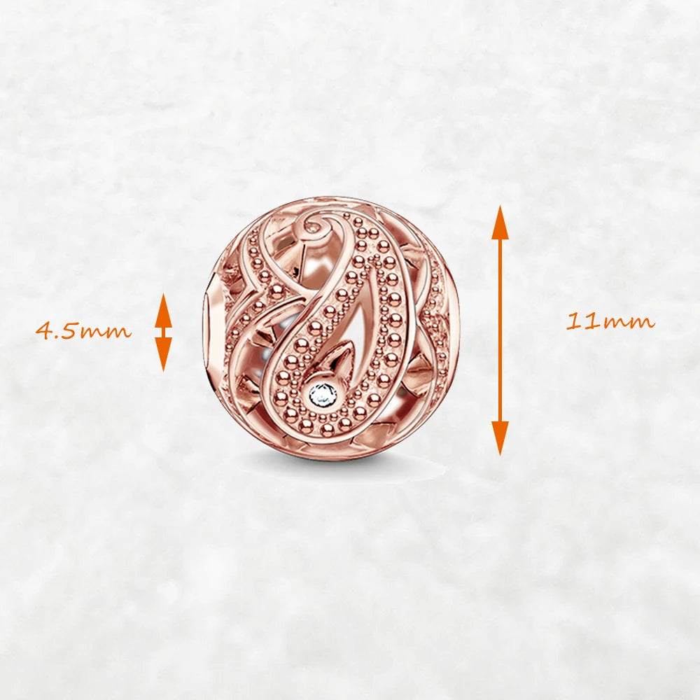 Damen-Charm-Anhänger Roségold Perlen Wassertropfen aus Sterlingsilber