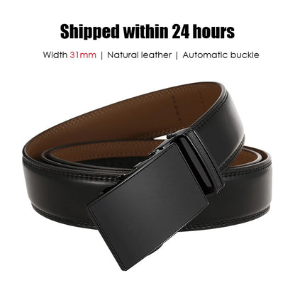 VATLY Echter Ledergürtel Herren 30mm Dünn Lochlos Natur-Rindsleder