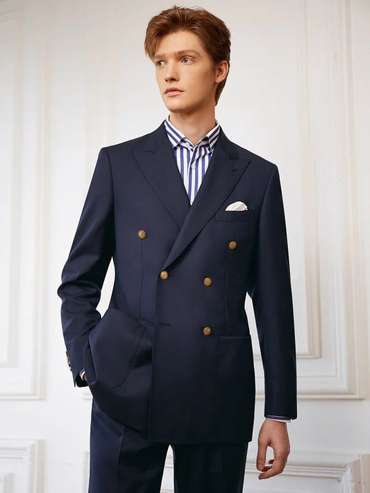 Elegante Herren-Anzughose aus Wolle für Frühling und Hochzeit – ideal für Geschäftsmänner und den täglichen Gebrauch, maschinenwaschbar in Blau, Grau oder Schwarz.