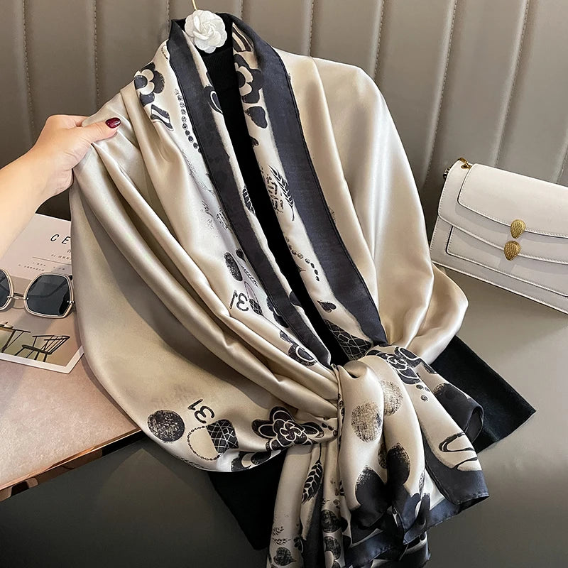 Damen Seidenschal groß 180x90cm Sommer Strand Foulard Bandana weich