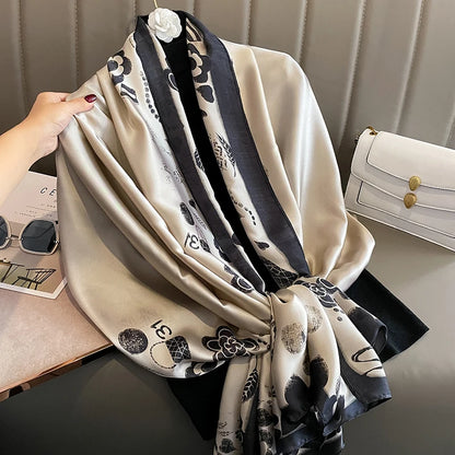 Damen Seidenschal groß 180x90cm Sommer Strand Foulard Bandana weich