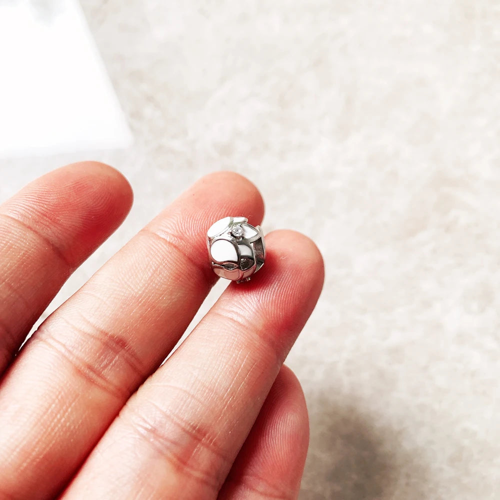 Damen-Charm-Anhänger Lotusblüte weiß Perlen II aus Sterlingsilber