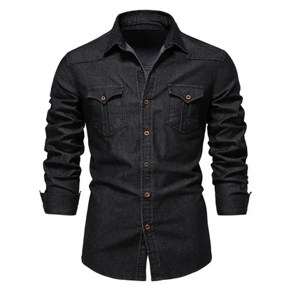 Herren Langarm Hemd aus elastischer Baumwolle im Casual Stil für Designer Kleidung