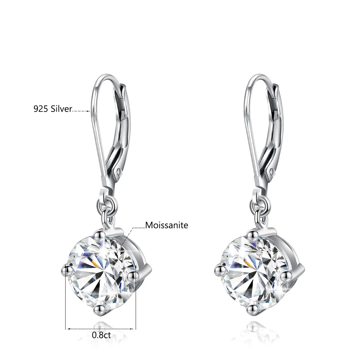 Damen-Moissanite-Tropfenohrringe aus Sterlingsilber mit Gelbgold-Beschichtung, 2,4 ct, Zertifikat