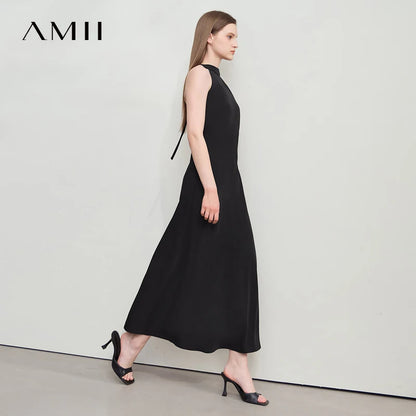 Stilvolles Langes Strickkleid Für Damen Mit Offenem Rücken