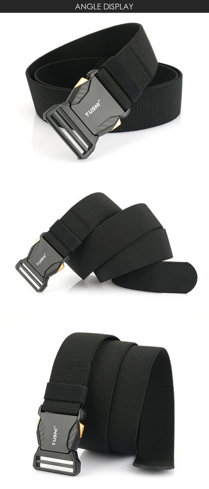 Herren-Taktischer Gürtel aus Nylon mit Elastikband für Outdoor Militärsport Schnellverschluss