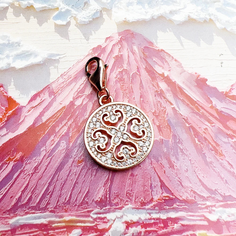 Damen-Charm-Anhänger Roségold Ornament Glück Sommer aus Sterlingsilber