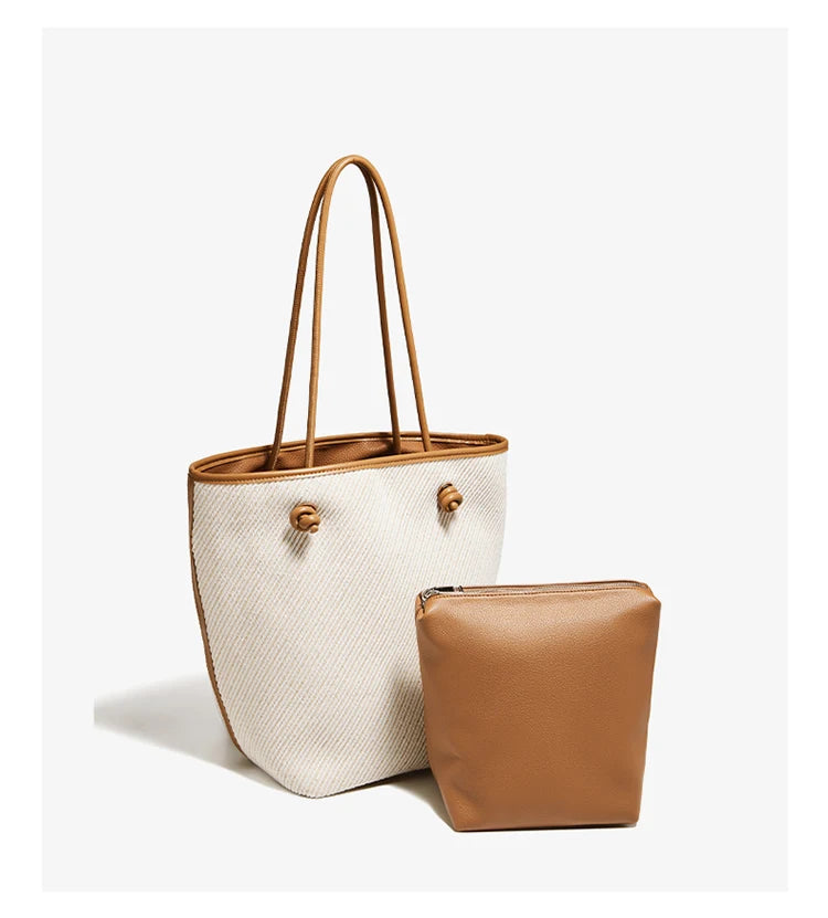 Damen Schultertasche aus Stoff im Bucket-Stil Casual Große Tasche