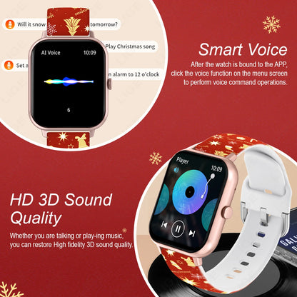 LIGE Multifunktions-Smartwatch für Männer und Frauen, Bluetooth, Anruf, Nachricht, Erinnerung, Sport, Schritt, Kalorien, Smartwatch, Weihnachtsarmband