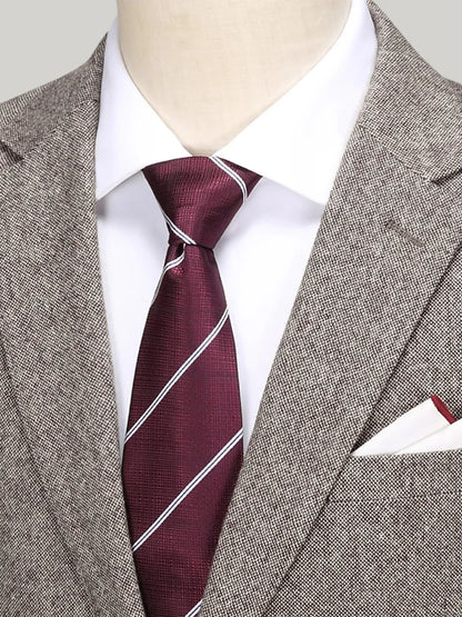 Herren Anzugset aus 55% Wolle: Slim Fit, warm, hellbraun, ideal für Hochzeit & Business.