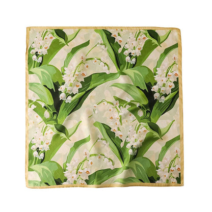 Damen Seidensatin Schal 53cm quadratisch Blumenprint Kopftuch Hijab Bandana D