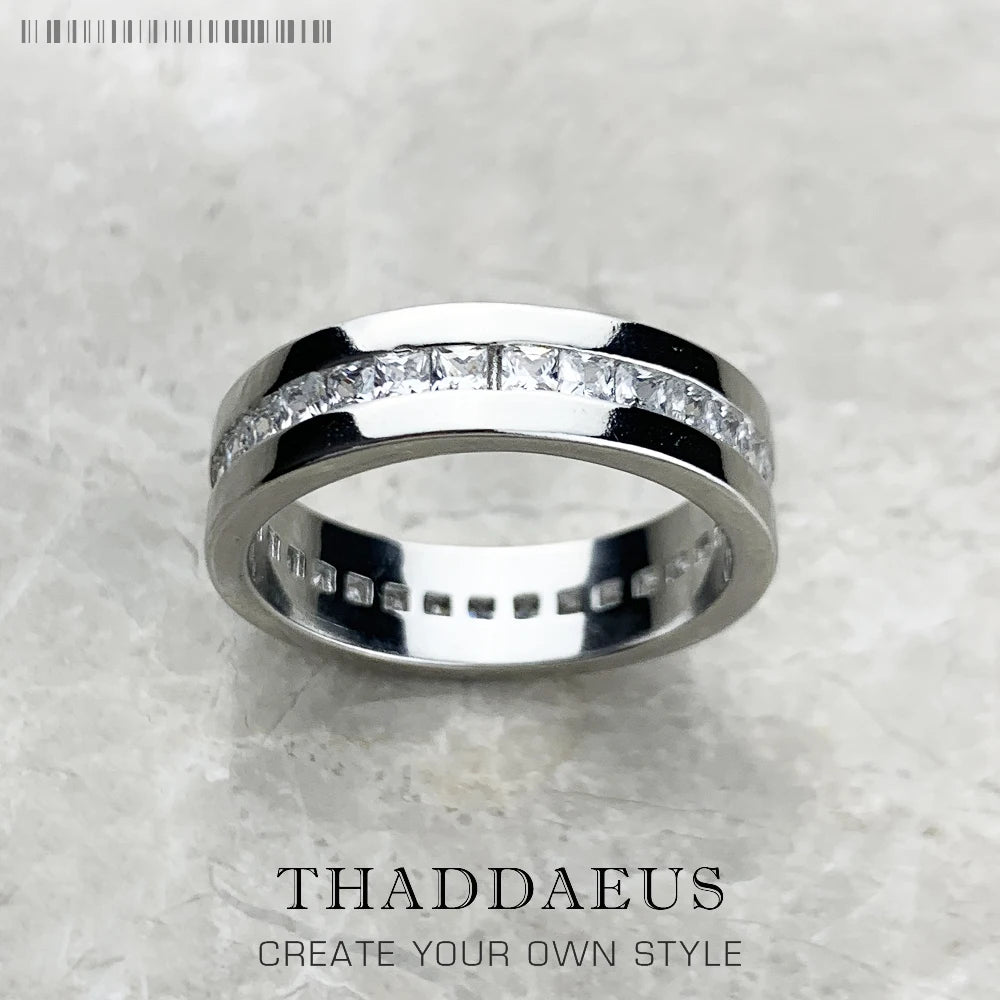 Damen-Ring Zirkon-Bandring schillernd aus Sterlingsilber