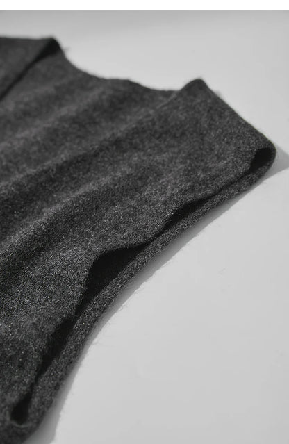 Damen V-Ausschnitt Strickkleid A-Linie ärmellos Herbst-Winter