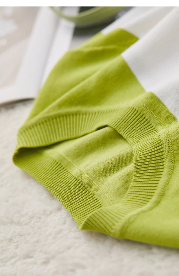 Damen Sommer-T-Shirt im Minimalismus-Stil mit gestreiftem Lächeln-Gesicht