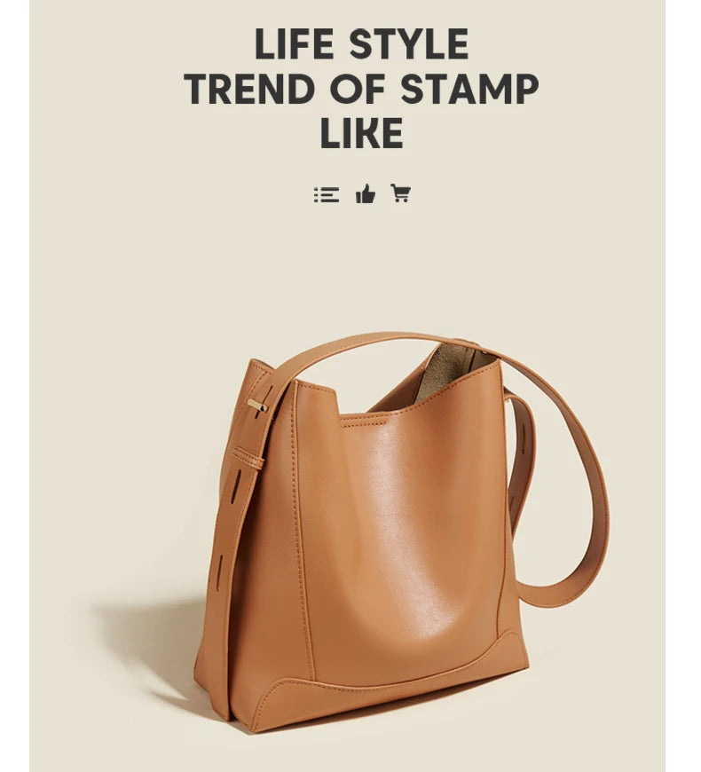 Damen Schultertasche aus Leder im klassischen Stil Große Tote für Büro