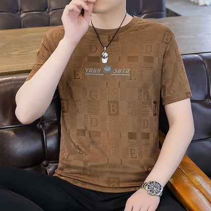 Herren T-Shirt aus feinem Wollstoff mit luxuriösem Print im Slim Fit