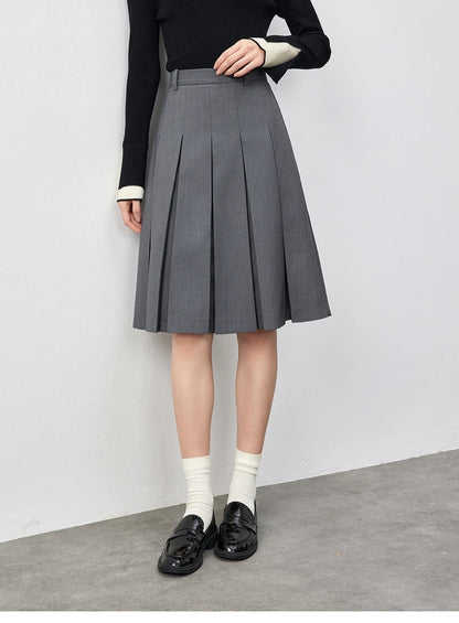 Damen Grauer Faltenrock im Adrette Stil für Frühling und Sommer