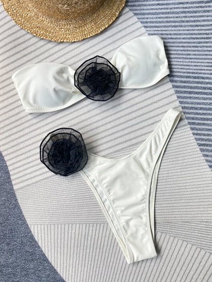 Sexy Bikini-Set mit Push-up-Effekt – Solide Badebekleidung für Damen am Strand oder Pool
