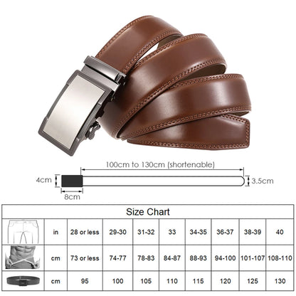 Herren-Gürtel aus Echtleder 35 mm Breite mit Silberner Automatik-Schnalle für Business und Alltag