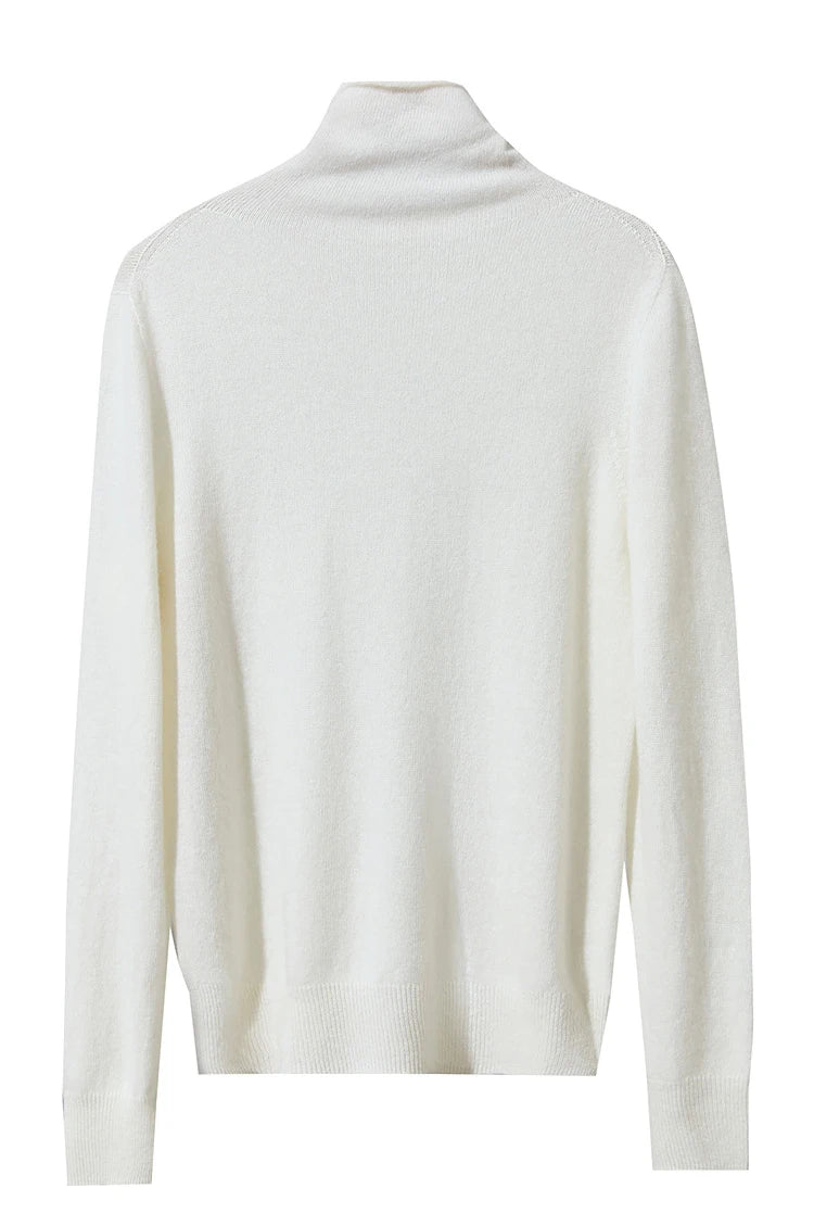 Damen-Rollkragenpullover Wolle-Kaschmir locker einfarbig Herbst