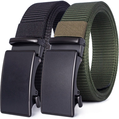 Herren Nylon Canvas-Gürtel Schnellverschluss Casual Army 3,6 cm